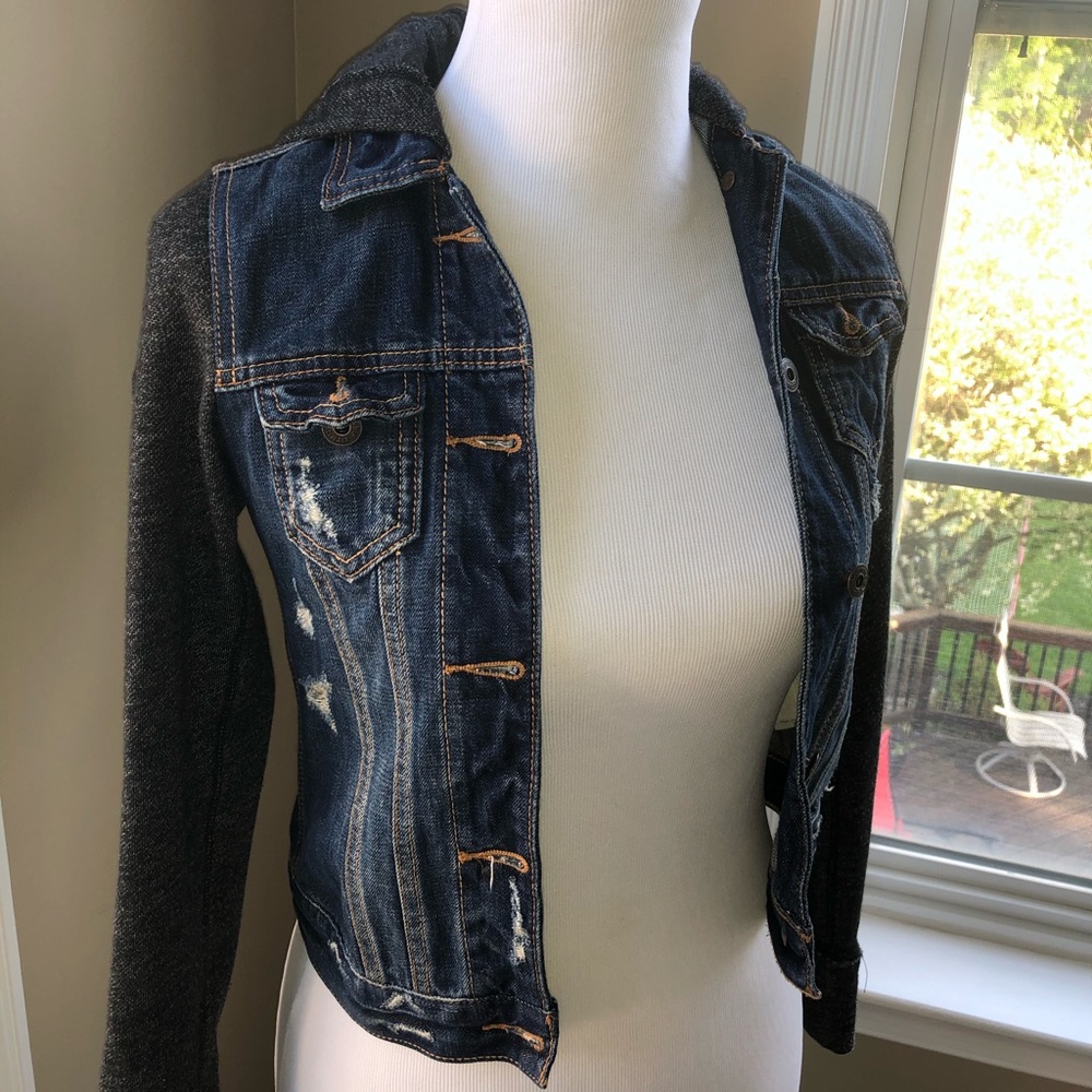 Abercrombie kids denim jacket hoodie!